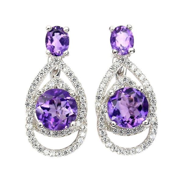 Natural Brazil Unheated  Amethyst Earrings