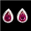 Image 1 : Natural Pear Red Pink Ruby Earrings