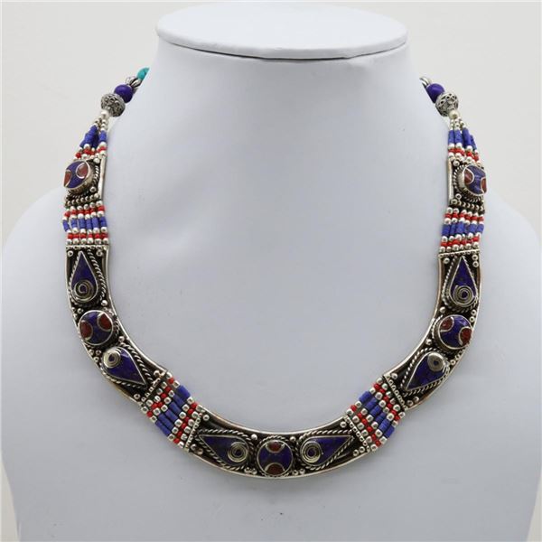 Tibet Natural Stone Tribal Queen Royal Necklace