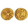Image 1 : Medieval India: Chalukyas of Kalyana or feudatories - gold fanam, not in Ganesh or MCSI, 0.37g.