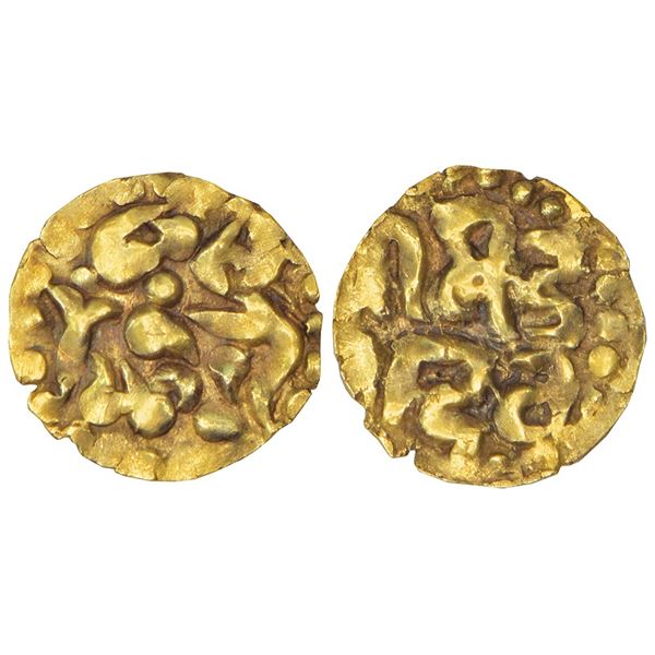 Medieval India: Kalachuris of Ratanpur, gold ¼ dinar of Ratna Deva, fraction of Deyell 130, 0.86g.