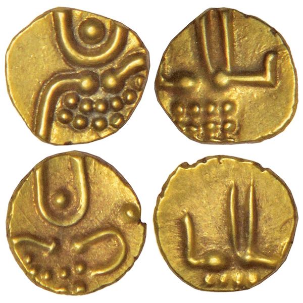 Medieval India: Coorg, Veera raya, gold fanam (2), 0.38 and 0.41g. (2 coins)