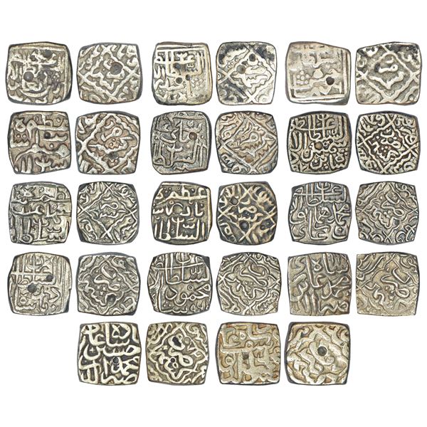 Sultanates: Kashmir, Silver Sasnu (14), Kashmir mint. 14 Different Rulers, (14 Coins).