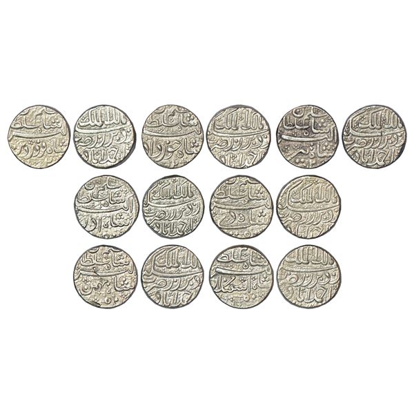 Mughals: Jahangir with pre-accession name Salim, silver rupee, Ahmadabad, (7 different months).