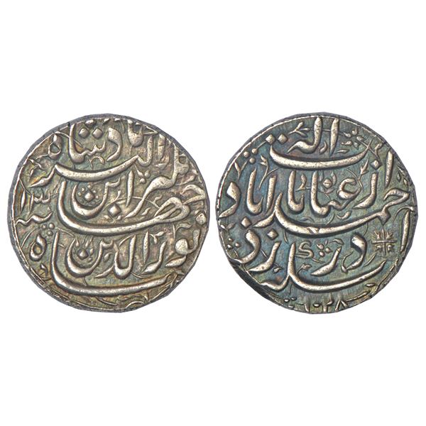 Mughals: Jahangir, silver rupee, Ahmadabad mint, 'Inayat' couplet, AH 1028/RY 13, KM 149.4, 11.41g.
