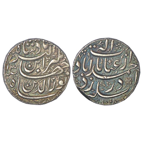 Mughals: Jahangir, silver rupee, Ahmadabad mint, 'Inayat' couplet, AH 1028/RY 13, KM 149.4, 11.41g.