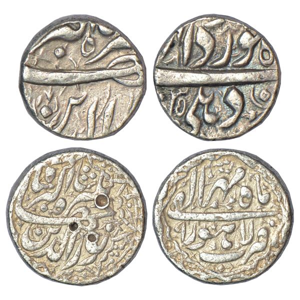 Mughals: Jahangir, silver rupee (2), 1x Delhi mint, 11.32g and 1x Lahore mint, 11.33g.