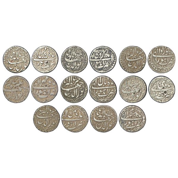 Mughals: Jahangir (1605-1627 AD), silver rupee, Lahore mint,(8 different months).