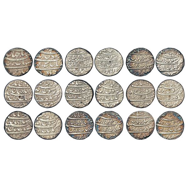 Mughals: Shah Jahan (1628-1658 AD), silver rupee, Multan mint, (9 different months)