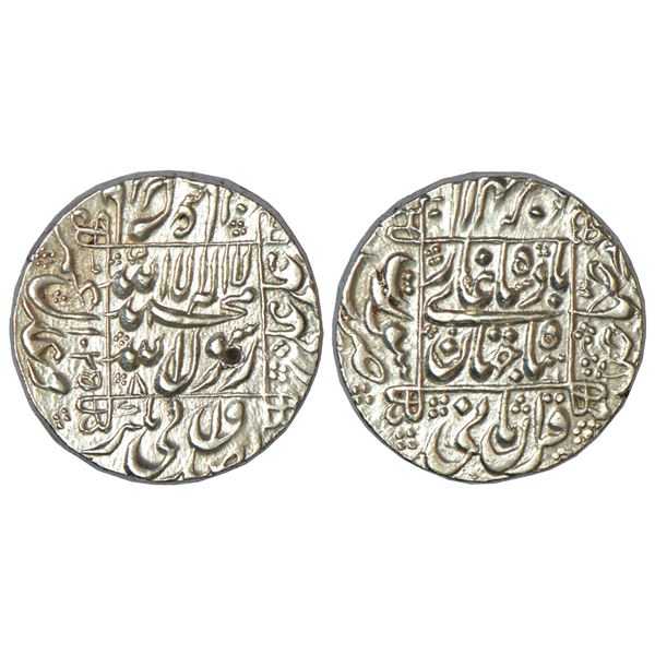 Mughals: Shah Jahan, silver rupee, Surat mint, AH 1045/RY 9, well center struck, KM 235.23, 11.44g.