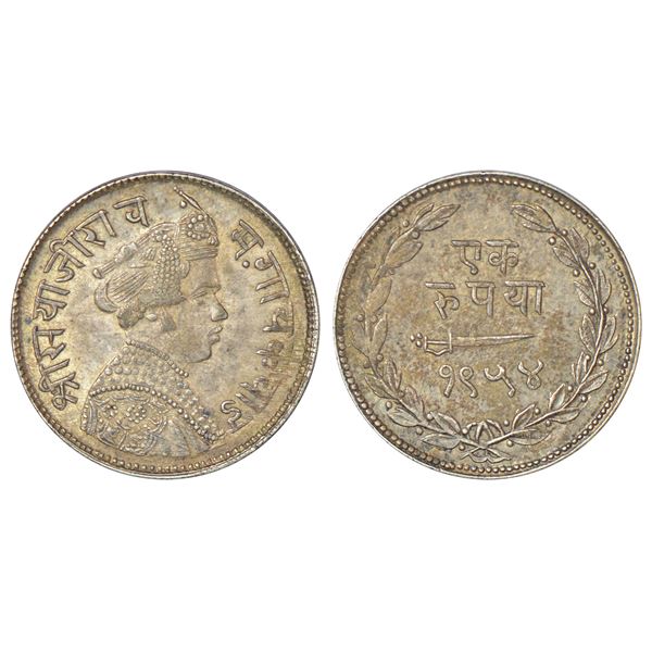 Princely States: Baroda, Sayaji Rao III (1875-1938 AD), silver rupee, VS 1954, KM Y36a, 11.38g.