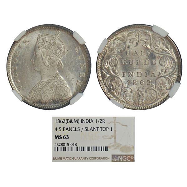 British India, Victoria Queen, silver ½ rupee, AD 1862, Calcutta mint, C/II/, PR 252, GK 367.