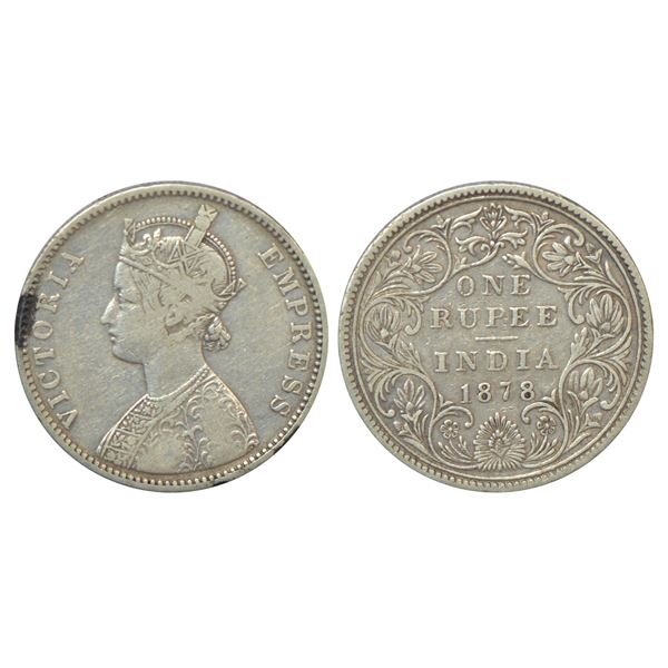 British India, Victoria Empress, silver rupee, AD 1878, Bombay mint, A3/II, PR 151, 11.46g.