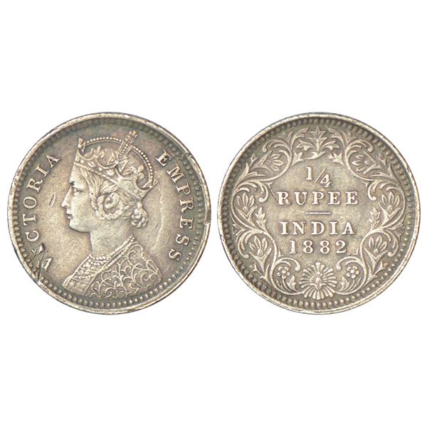 British India, Victoria Empress, silver ¼ rupee, AD 1882, Calcutta mint, PR 387, GK 687, 2.89g,