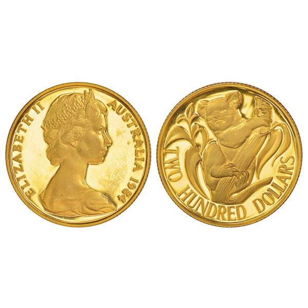 Foreign: Australia, Elizabeth II, Proof, gold 200 dollar, AD 1984, KM 10.21g.