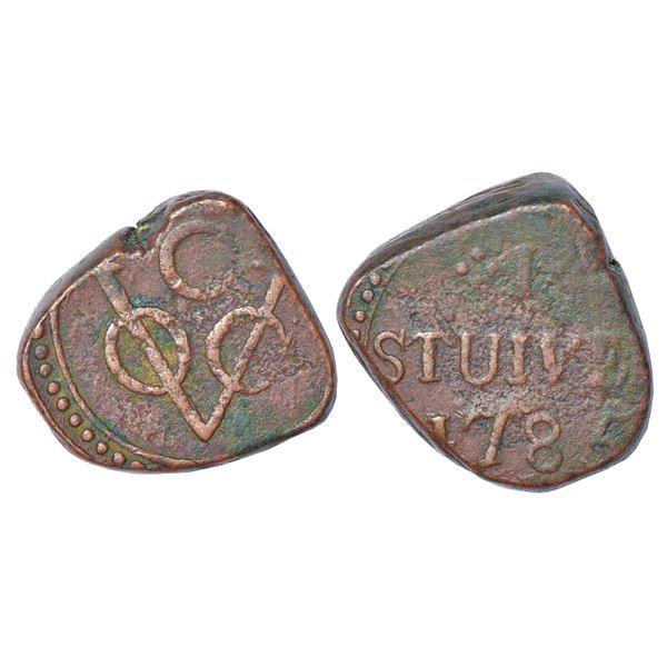 Foreign: Ceylon, Dutch occupation, copper stuiver, Colombo mint, AD 1785, KM 26, 13.32g.
