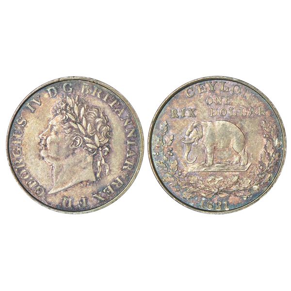 Foreign: Ceylon, George IV, silver rix dollar, Royal mint, AD 1821, KM 84, 8.99g.