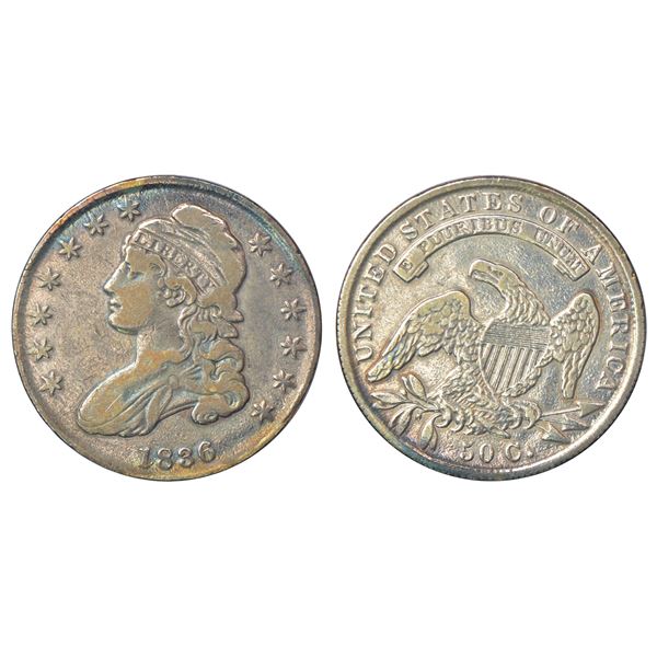 Foreign: United States of America, silver 50 cents, AD 1836, KM 37, 13.34g.