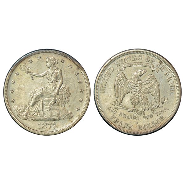 Foreign: United States of America, silver trade dollar, AD 1877, 'S' mintmark, KM 108, 27.16g.