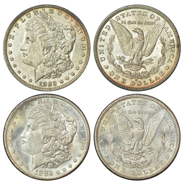 Foreign: United States of America, silver morgan dollar (2), 1882, KM 110. (2 coins)