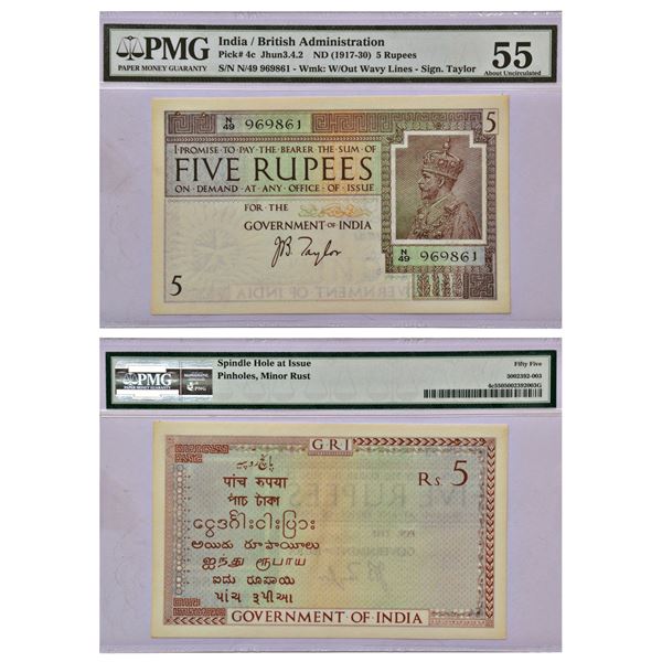 Paper Money: George V, 5 rupees, 1st issue, ND (1925), signed by J.B. Taylor, J&R 3.4.2.