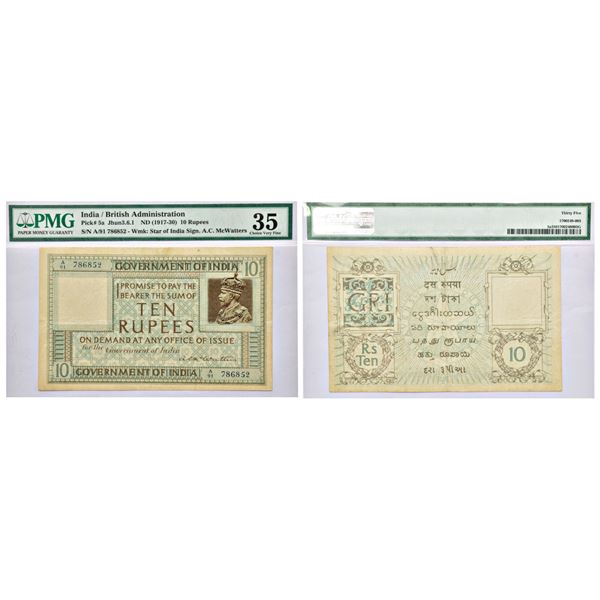 Paper Money: George V, 10 rupees, 1st issue, ND (1923), signed by A.C. MacWatters, J&R 3.6.1.