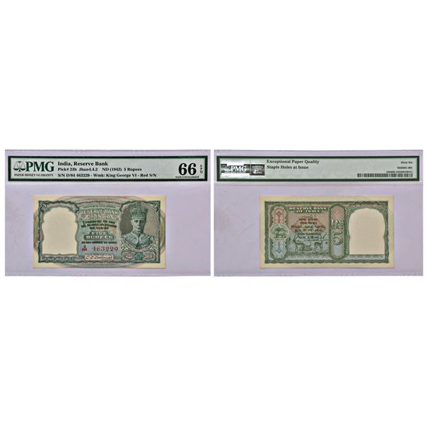 Paper Money: George VI, 5 rupees, 2nd issue, ND (1947), signed by C.D. Deshmukh, J&R 4.4.2.