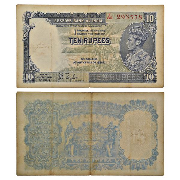 Paper Money: George VI, 10 rupees, 1st issue, ND (1938), signed by J.B. Taylor, J&R 4.5.1.