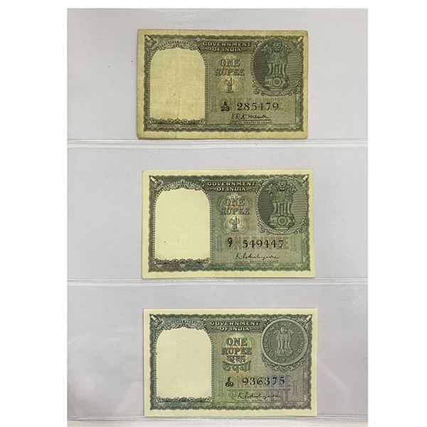 Paper Money: 1 rupee, set of 65 different notes in album, 1949 to 2020, (65 notes)