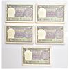 Image 1 : Paper Money: 1 rupee, full packet of 100 notes (5), 1976, signed by M.G. Kaul, inset H, (5 packets)