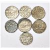 Image 1 : Large Lot: A group of 7 silver rupee coins, includes Awadh, Bhopal, Bundi, Narwar, etc. (7 coins)