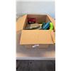 Image 1 : BOX OF PET ITEMS - GROOMING KIT, FAN, WIRELESS PET CONTAINMENT SYSTEM, WEDGE HAIR REMOVER