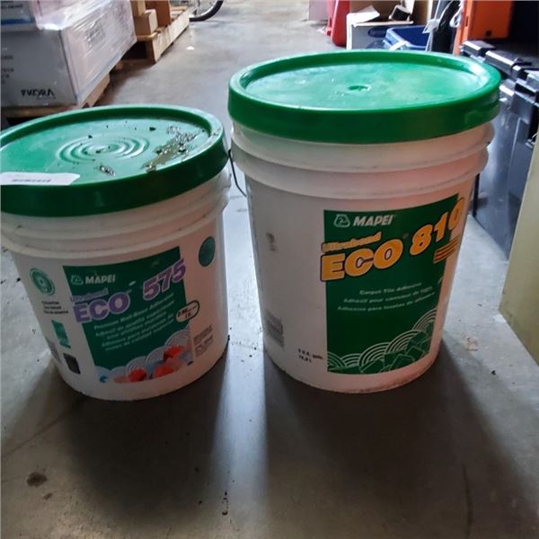 2 BUCKETS OF WALL AND CARPET TILE ADHESIVE ECO 575 AND 810