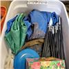Image 2 : LARGE TOTE OF 2 TENTS, NET, SPORTS BALLS, FISBEES AND CAMP GEAR