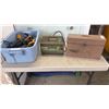 Image 1 : TEMRO 20 BATTERY CHARGER, TOOLBOX WITH CONTENTS, TOTE OF JACKS AND JUMP CABLES