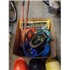 Image 2 : BOX OF HARD HATS, 1/2 INCH MASTERCRAFT IMPACT GUN, TILE CUTTER AND TIRE CHAIN WRENCH