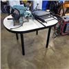 Image 1 : DELTA COMPOUND MITER SAW WITH HEAVY DUTY WORK TABLE AND 2 FOLDING CHAIRS