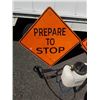 Image 2 : BACKPACK SPRAYER, 2 CONSTRUCTION SIGNS AND PULL OUT VEHICLE TRUNK COVER