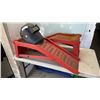 Image 1 : RED METAL CAR RAMPS AND WELDING HELMET