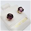Image 1 : 10KT. YELLOW GOLD 5.5MM NATURAL GRAPE GARNET EARRINGS, RETAIL $300.00