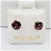 Image 2 : 10KT. YELLOW GOLD 5.5MM NATURAL GRAPE GARNET EARRINGS, RETAIL $300.00