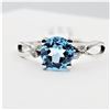 Image 2 : 10KT. WHITE GOLD 6MM NATURAL BLUE TOPAZ (1.1CTS) & DIAMOND (0.04CTS) RING, W/A $935.00, SIZE 6.25