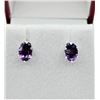 Image 1 : 10KT. WHITE GOLD 6MM X 4MM NATURAL AMETHYST EARRINGS, 1CT, RETAIL $400.00