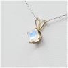 Image 2 : 14KT. WHITE GOLD 5MM X 5MM NATURAL MOONSTONE PENDANT WITH STERLING SILVER CHAIN, RETAIL $300.00
