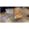 Image 1 : WICKER CHAIR AND METAL PLANTER STAND