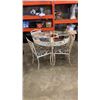 Image 1 : WHITE METAL GLASS TOP PATIO TABLE WITH 4 CHAIRS