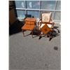 Image 1 : STEP ENDTABLE, WOOD ART AND NEEDLEPOINT CHAIR