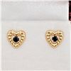 Image 1 : 10KT. YELLOW GOLD 2.8MM NATURAL SAPPHIRE HEART EARRINGS, 0.22CTS, W/A $895.00