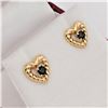 Image 2 : 10KT. YELLOW GOLD 2.8MM NATURAL SAPPHIRE HEART EARRINGS, 0.22CTS, W/A $895.00