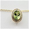 Image 1 : 14KT. YELLOW GOLD 6MM X 4MM NATURAL PERIDOT PENDANT WITH STERLING CHAIN, RETAIL $350.00
